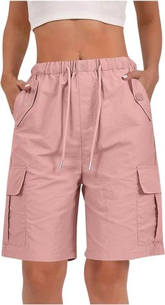 Generic RLEHJN Cargo Shorts Women UK Clearance, Ladies Bermuda Shorts Baggy Short Cargo Pants with Multiple Pockets Summer Drawstring Elasticated Waist Half P