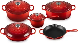 LE CREUSET Signature 9-Piece Enameled Cast Iron Set in Cerise at Nordstrom