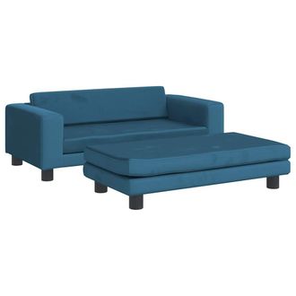 vidaXL Sof&aacute; Para Ni&ntilde;os Con Reposapi&eacute;s Terciopelo Azul 100x50x30 Cm Vidaxl