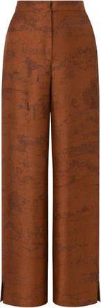 Max Mara Zijden Twill Broek - Dames - Wijde Broeken - Bruin - S - Broeken