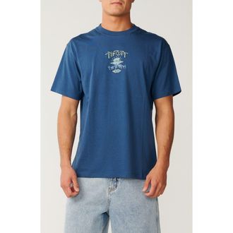 Rip Curl Arch Search Cotton Graphic T-Shirt in Faded Denim at Nordstrom, Size X-Large