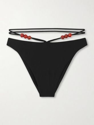 Magda Butrym Slip Bikini Con Perline - Nero