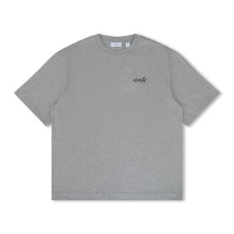 Off-white Mens Paint Splatter Arrow Diag Skate Fit Tee In Heather Grey
