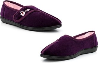 Generic Womens Strap Fastening Slippers Size 5 Womens Touch Fastening Slipper Size 8 Sizes 3-8 Burgundy 6 UK
