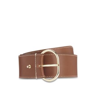 BOSS Leather belt with gold-tone buckle