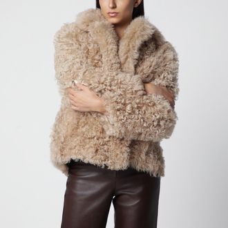 BLANCHA Short hazelnut fur jacket