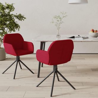 vidaXL Vidaxl - Sillas De Comedor Giratorias 2 Unidades Terciopelo Rojo Tinto
