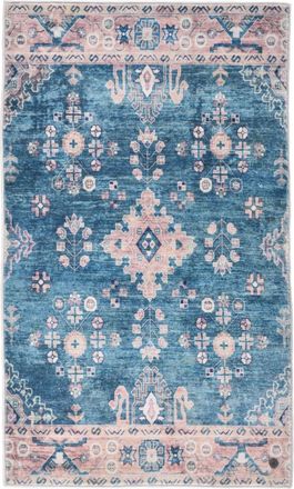 Tom Tailor Alfombra de ba&ntilde;o vintage impresa a m&aacute;quina turquesa 70x120 cm