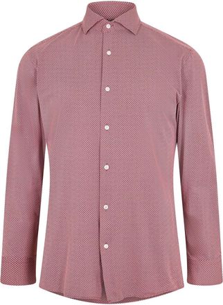 HUGO BOSS Mens Spread Collar Slim Fit Long Sleeve Oxford Shirt in Open Brown - Size 16.5 inch