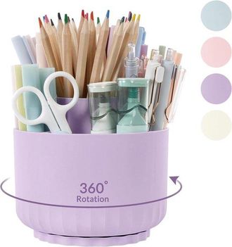 OEM Organizador De Escritorio, Portal&aacute;pices Giratorio De 360 Grados, Organizador De Bol&iacute;grafos Con 5 Compartimentos, Escuela Y Hogar (morado Claro)