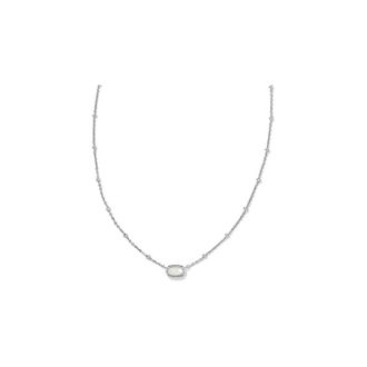 Kendra Scott Mini Elisa Satellite Short Pendant Necklace - Silver Ivory Mother Of Pearl