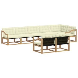 vidaXL Conjunto De Sof&aacute;s De Exterior Con Coj&iacute;n 8 Pcs Blanco Y Crema Vidaxl