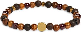 Caputo & Co. Mens Mala Beaded Stretch Bracelet in Red Garnet at Nordstrom