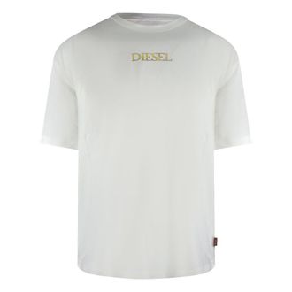 Diesel Heren T-shirt katoen met logo (Gebroken wit)