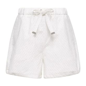 Moncler Korte Broeken, Dames, Wit, XS, Katoen, Sangallo & Cotton Poplin Shorts