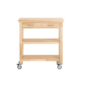 SoBuy Sobuy Carro De Cocina Con Ruedas Y Estanter&iacute;a - Mueble Auxiliar De Cocina De Madera Isla Cocina Natural 80 X 40 X 90 Cm Fkw24-ii-n