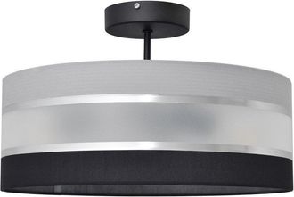 Netlighting Helen Cylindrical Ceiling Light Grey Silver Black 40cm