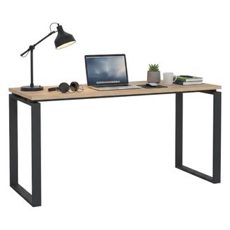 Dmora Dmora - Escritorio Arignano, Escritorio Multiusos, Mesa De Oficina Para Pc, El Plan De Trabajo, 150x60 H76 Cm, Roble Y Gris