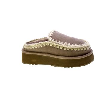 Mou Winter Boots, female, Beige, Size: 10 US Taupe Suede Crochet Loafers
