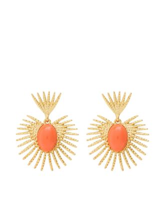 Kenneth Jay Lane fan drop earrings - Oro