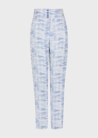 Emporio Armani Womens Emporio Armani Linen Blend Trousers in Multi colour