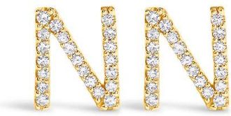 House of Brilliance 10K Gold 1/10 Cttw Diamond Initial A to Z Stud Earring in Yellow Gold | N at Nordstrom