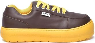 Sunnei Leather Sneakers - Brown/Yellow