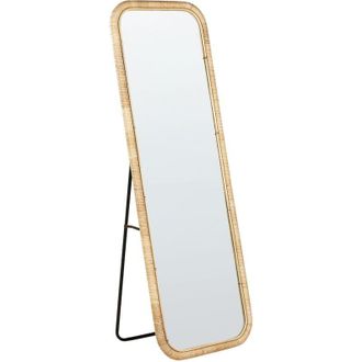 Beliani Elegante specchio da terra in rattan naturale 150x50 cm stile boho Malange
