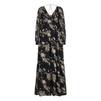 Levete Room Maxi-jurk met bloemenpatroon - Dames - Maxi kleedjes - Zwart - S - Kleedjes