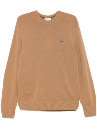 Lacoste Gebreide trui met logo-patch - Bruin