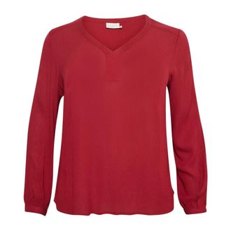 Kaffe Curve KCami LS Blouse - Dames - Blouses & Shirts - Rood - Maat: 8XL Viscose