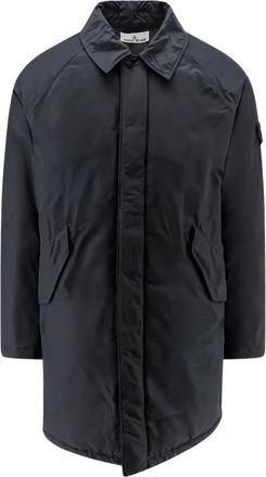 Stone Island Micro Reps Padded Long Jacket - Heren - Mantel - Zwart - S - Polyester - Jassen