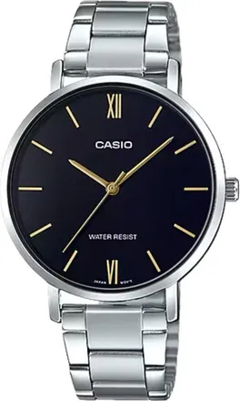 Casio Womens Black Dial Stainless Steel Bracelet Watch - LTP-VT01D-1BUDF