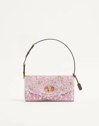 Valentino Garavani Valentino Garavani DeVain Small Shoulder Bag in Jacquard Lurex Fabric Wo