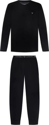 Emporio Armani eagle-logo pajama set (set of two) - Black