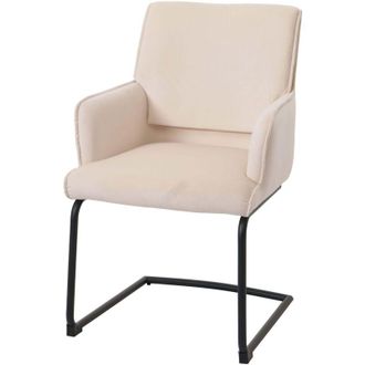 Hhg Sedia a slitta HHG 416, sedia da pranzo cucina sala attesa stoffa/tessuto Oeko-Tex mvg, avorio beige