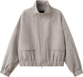 Mango Check Bomber Jacket in Light/pastel Grey at Nordstrom, Size X-Large