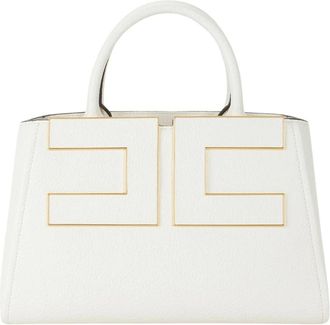 Elisabetta Franchi Tote Bag met Logo - Dames - Handtassen - Beige - ONE Size - Katoen - Tassen