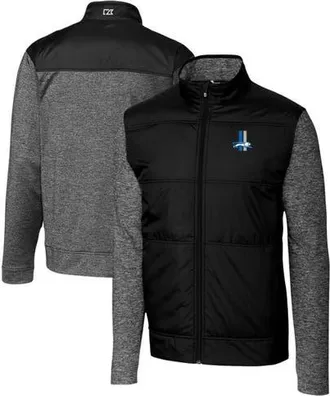 Cutter & Buck Mens Cutter & Buck Black Detroit Lions Throwback Logo Big & Tall Stealth Hybrid Quilted Full-Zip Windbreaker Jacket at Nordstrom, Size Xxx-Large