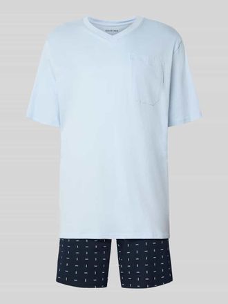 Schiesser Pyjama in minimalistischem Design in Hellblau, Gr&ouml;&szlig;e 48
