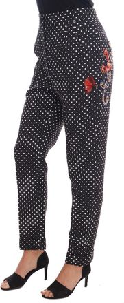 Dolce & Gabbana Womens Polka Dot Crystal-Embellished Trousers Black Rayon Cotton
