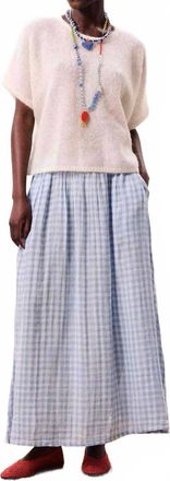 FRNCH Long Cotton Skirt In Bleu Clair
