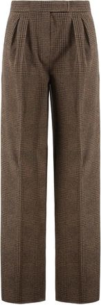 Max Mara Ponza Pants - Dames - Wijde Broeken - Bruin - S - Katoen - Broeken