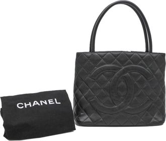 Chanel Black Grained Calfskin Handbag Tote Bag (Pre-Owned)