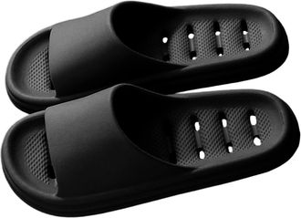 Generic 2026 Shower Shoes for Women and Men Massage Pool Slides Soft Comfortable Slip Slippers (Black, 7)