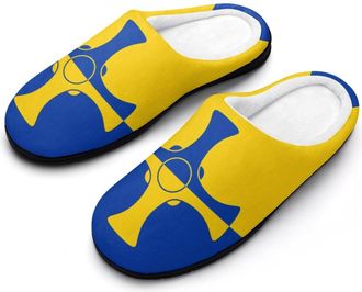 Generic Flag of County Durham Mens Slippers Memory Foam Winter Warm Sandals Slip On House Shoes Size 7-14