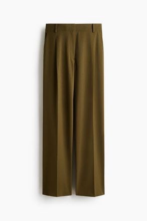 H&M Wide Trousers in Dark Khaki Green at Nordstrom, Size 14