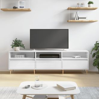 vidaXL Vidaxl - Mueble De Tv Madera Contrachapada Blanco Brillo 150x30x44,5 Cm