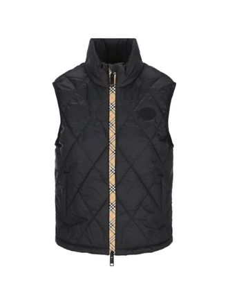Burberry Black Quilted Mock Collar Jacket