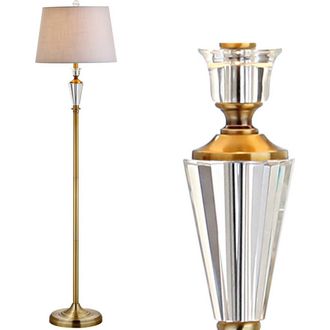 Jonathan Y Designs Harper Crystal / Metal LED Floor Lamp in Brass Gold/clear at Nordstrom
